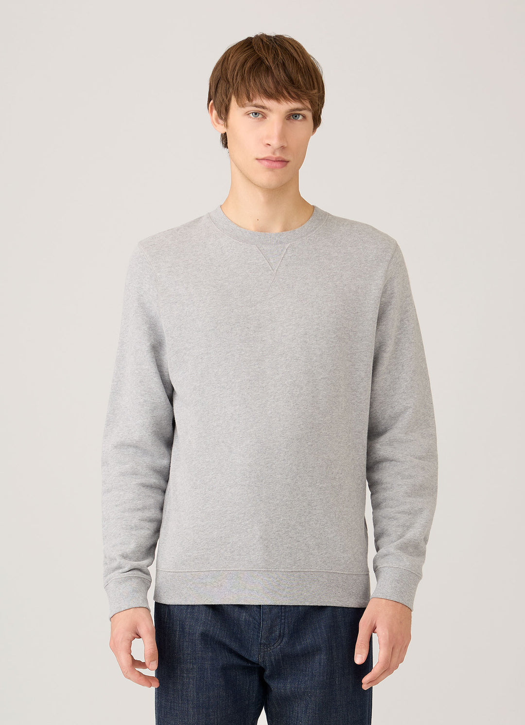 Sunspel Loopback Cotton Sweatshirt / Grey Melange