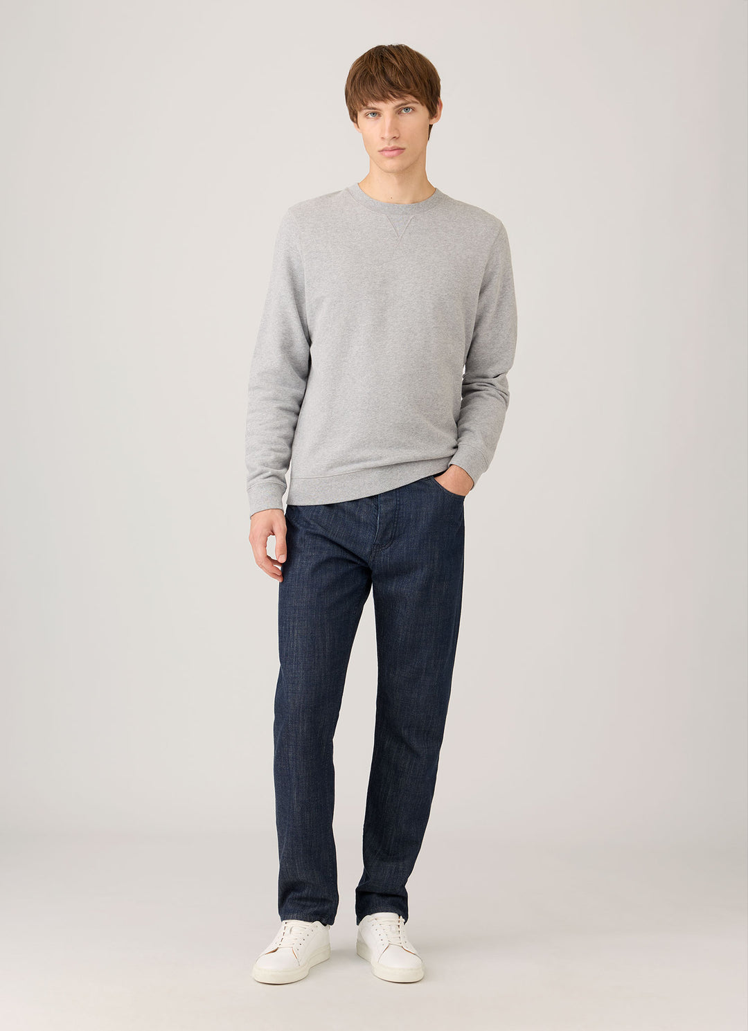 Sunspel Loopback Cotton Sweatshirt / Grey Melange