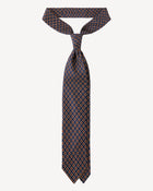 Viola Milano Diamond Pattern 3-Fold Handprinted Selftipped Silk Tie / Navy