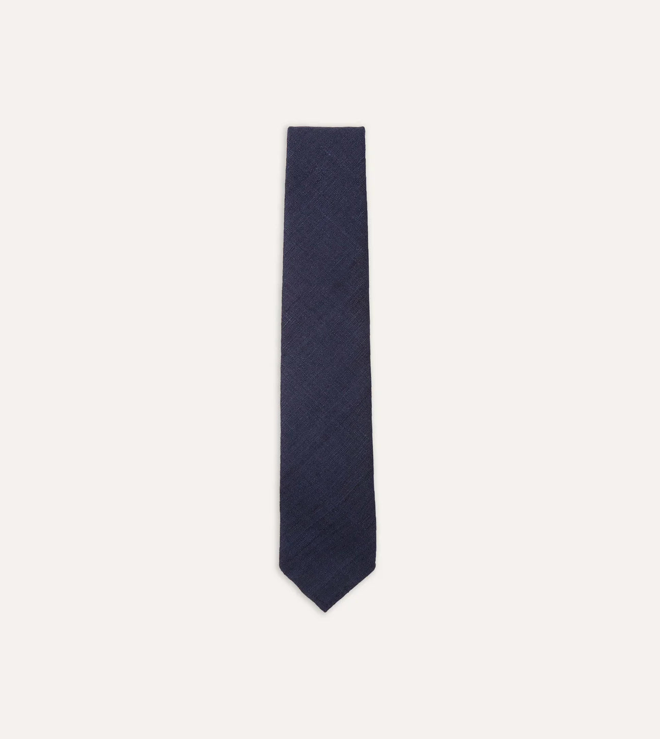 Drake's Hand Rolled Silk Tussah Tie / Navy