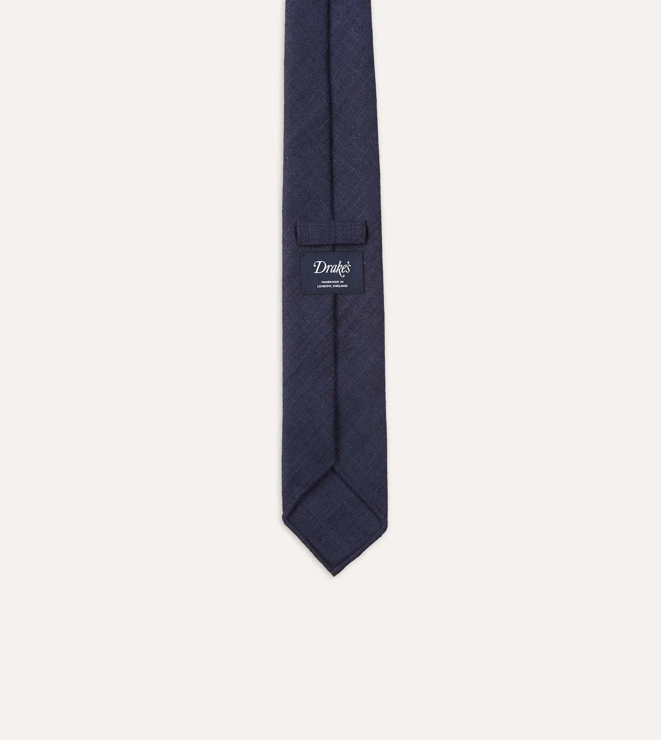 Drake's Hand Rolled Silk Tussah Tie / Navy