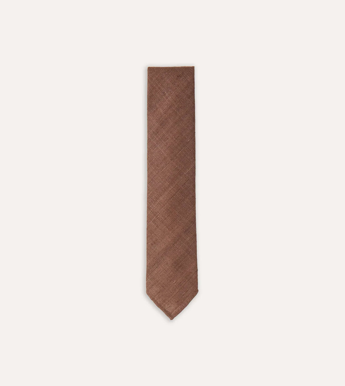 Drake's Hand Rolled Silk Tussah Tie / Coffee