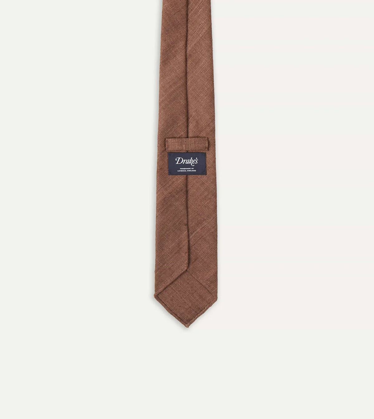 Drake's Hand Rolled Silk Tussah Tie / Coffee