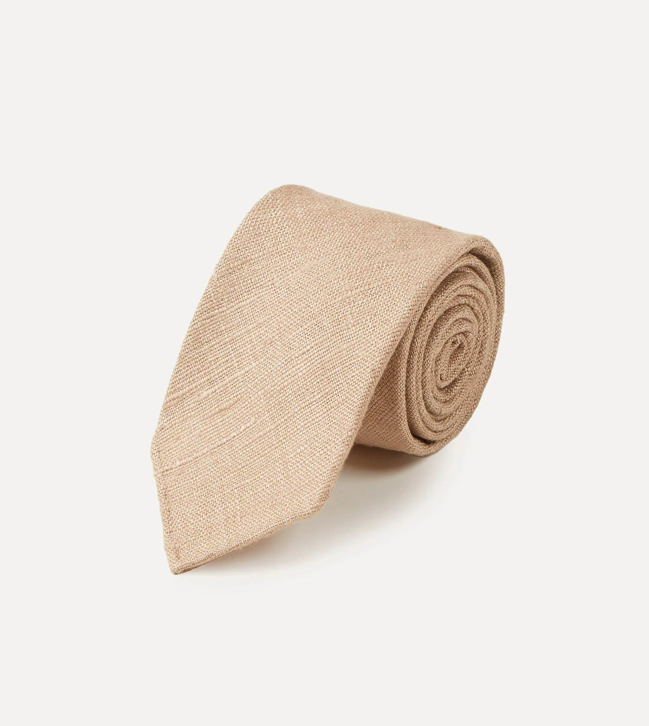 Drake's Hand Rolled Silk Tussah Tie / Natural