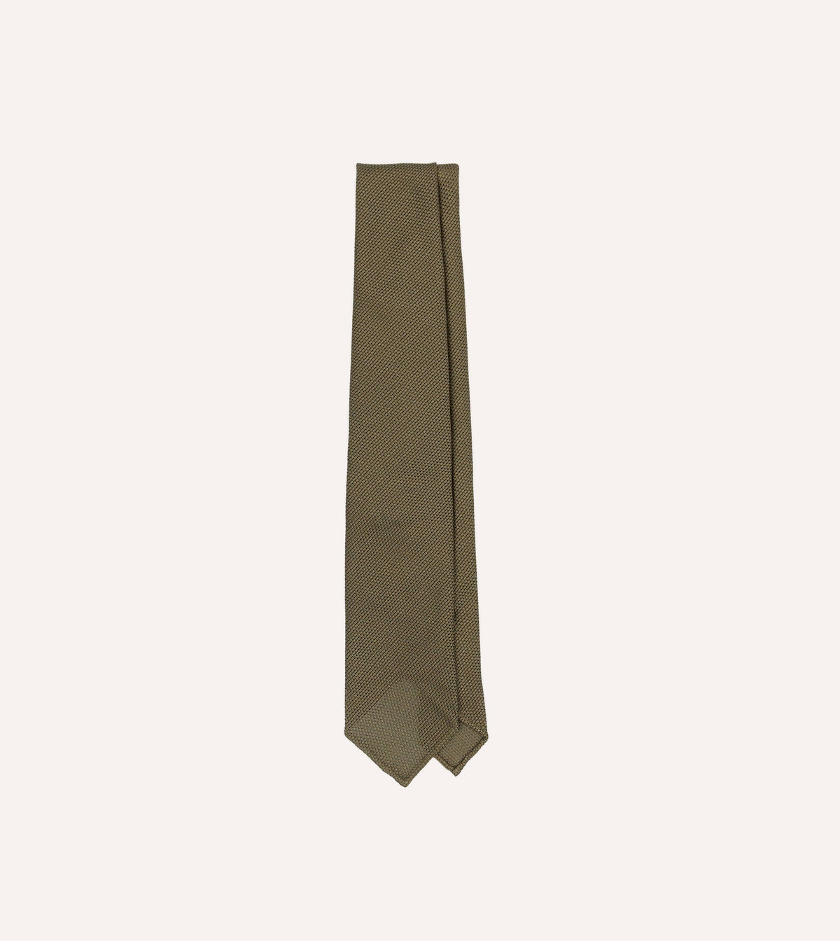 Drake's Fine Woven Grenadine Handrolled Tie / Khaki Green