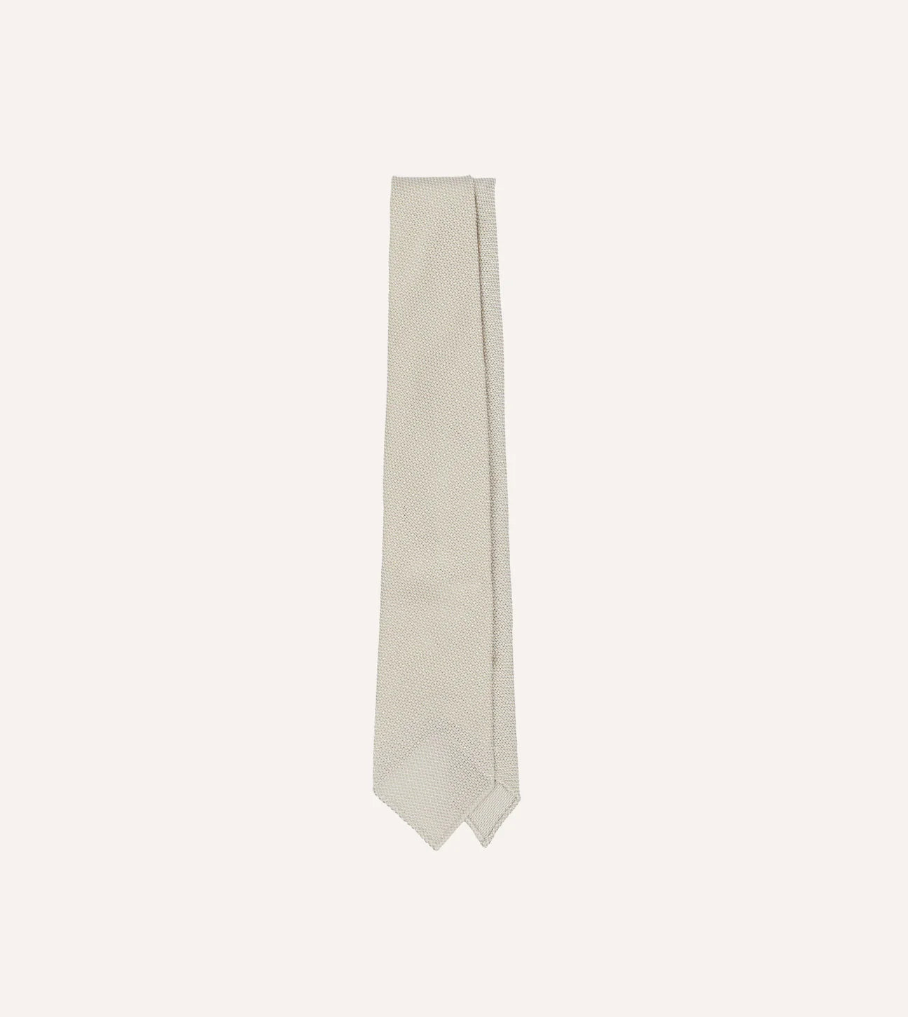 Drake's Fine Woven Grenadine Handrolled Tie / Cream