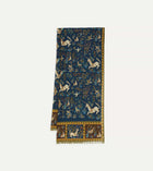 Drake's Unicorn Print Wool Silk Scarf / Navy