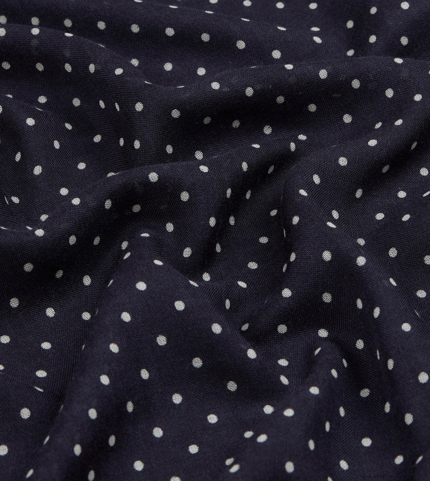 Drake's Polka Dot Shoestring Wool-Silk Scarf / Navy