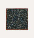 Drake's Floral Print Silk Pocket Square / Green