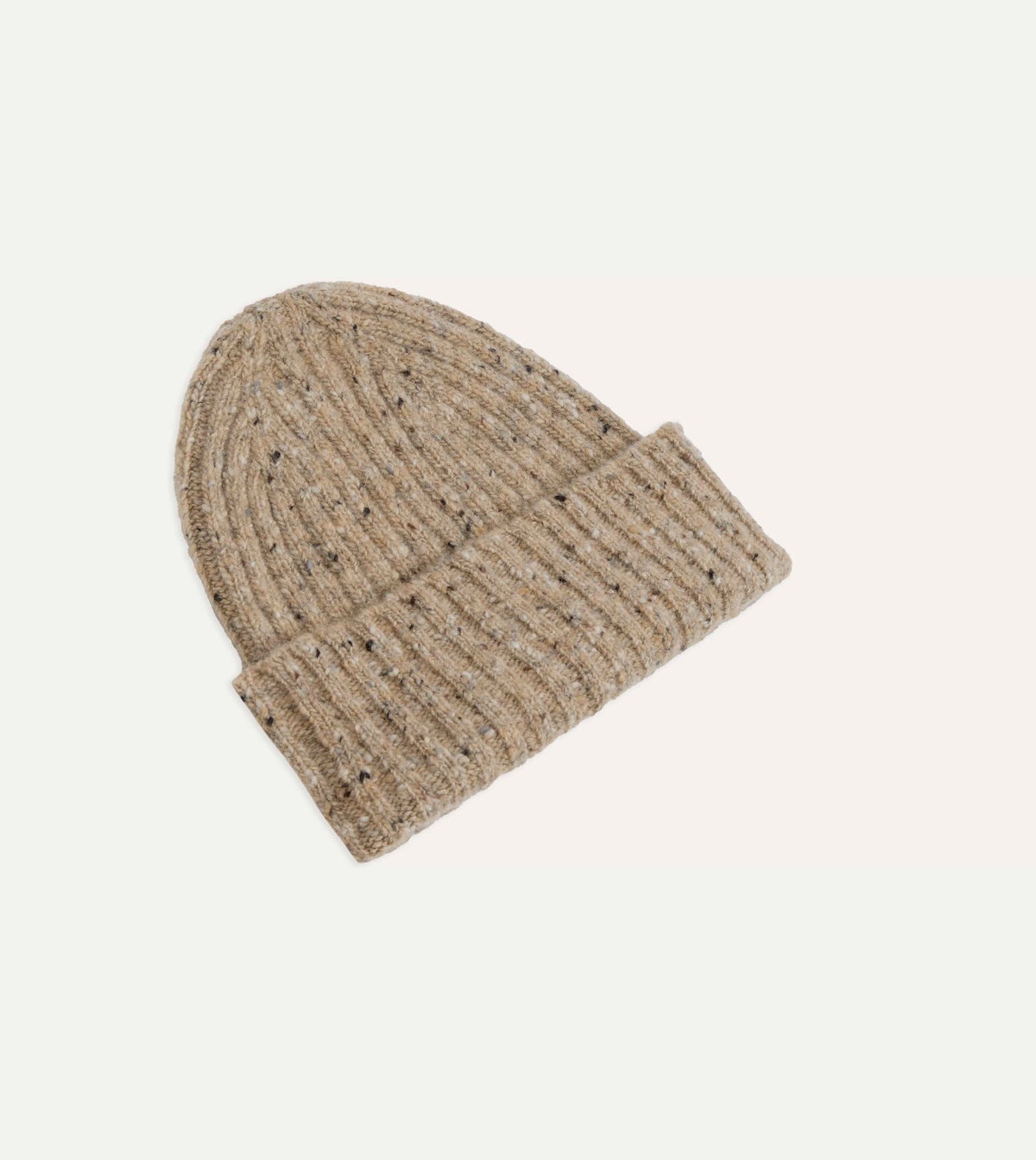 Drake's Donegal Ribbed Knit Beanie / Foyle Oatmeal