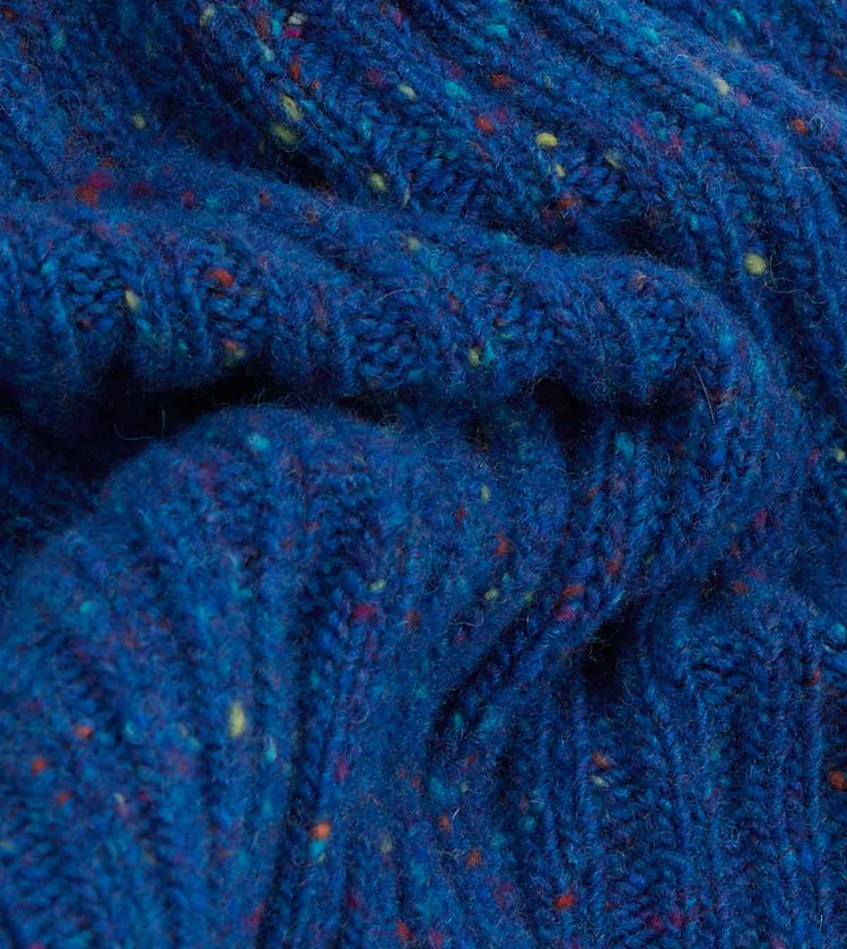 Drake's Donegal Ribbed Knit Beanie / Deep Blue