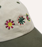 Drake's Kantha Suns Emblem Cotton Baseball Cap / Cream & Lovat