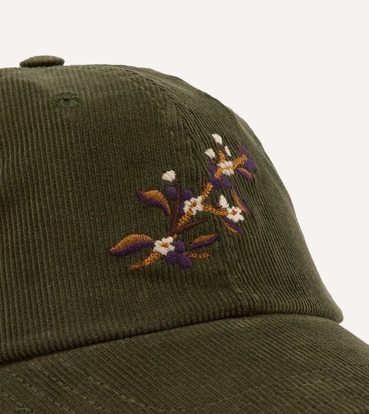 Drake's Blackthorn Cotton Needlecord Baseball Cap / Olive
