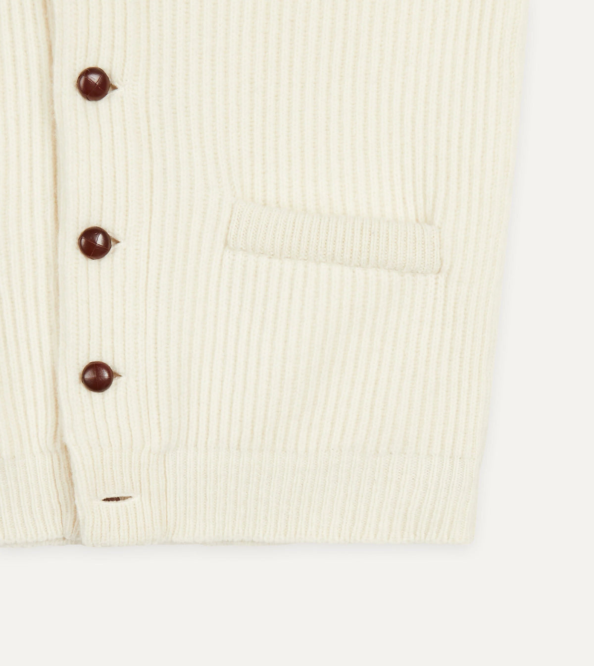 Drake's Lambswool Shawl Collar Cardigan / Ecru