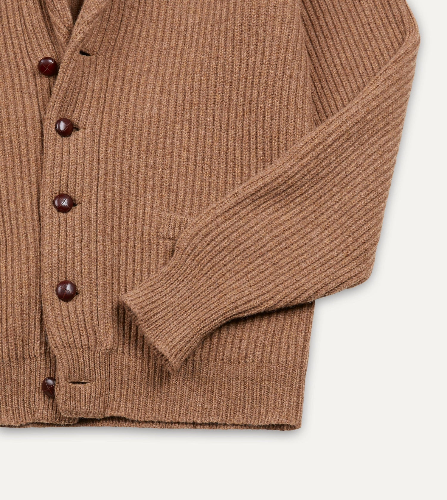 Drake's Lambswool Shawl Collar Cardigan / Camel
