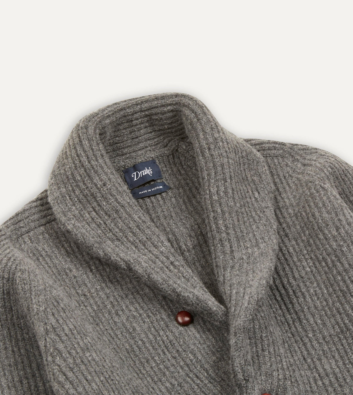 Drake's Lambswool Shawl Collar Cardigan / Grey