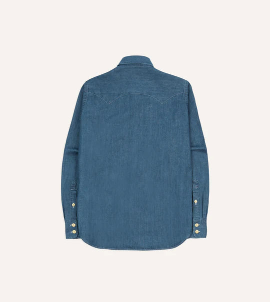 Drake's Denim Two-Pocket Western Shirt / Stone Wash