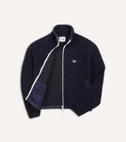 Drake's Boucle Wool Zip Fleece Jacket / Navy