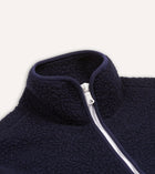 Drake's Boucle Wool Zip Fleece Jacket / Navy
