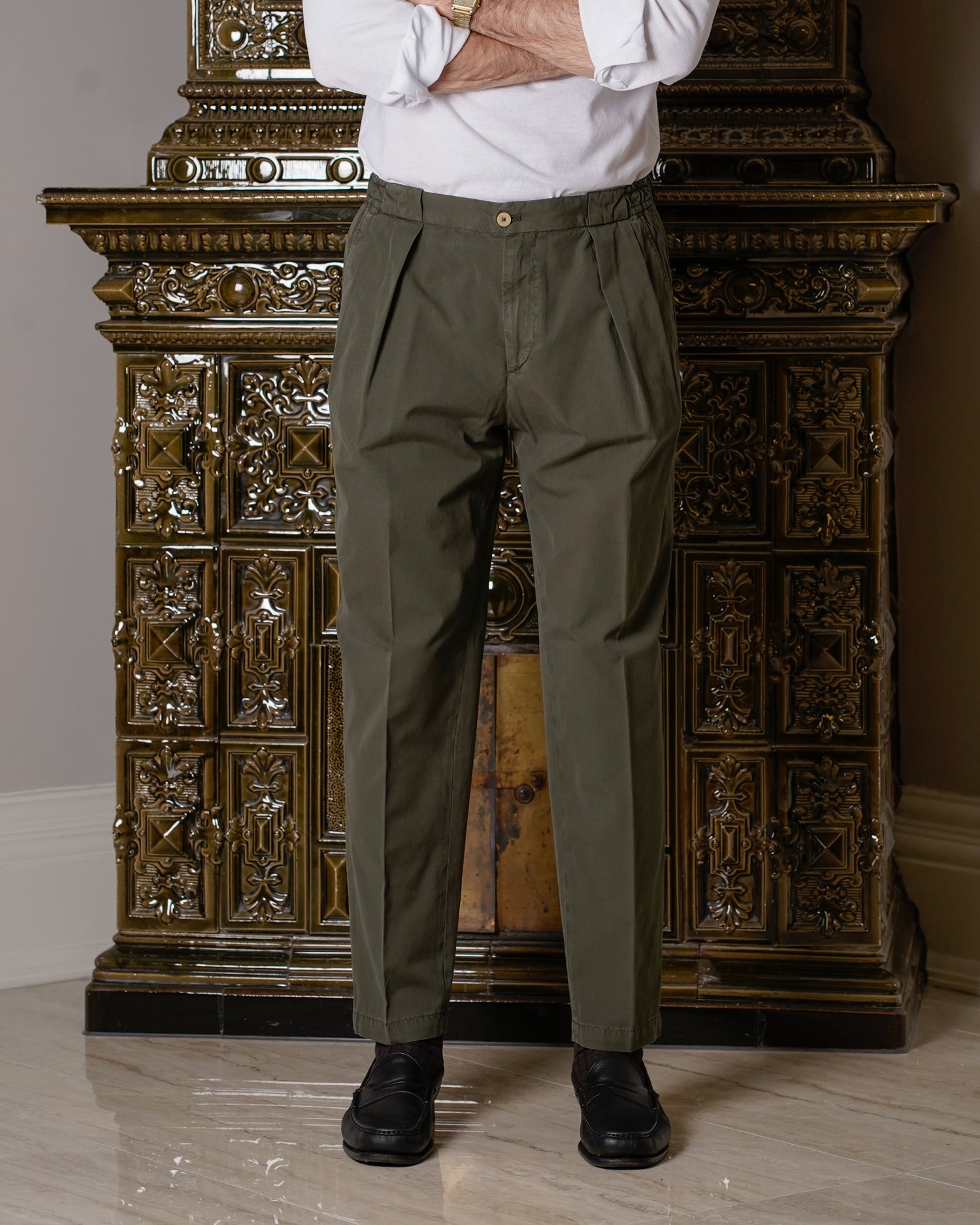 Briglia Portobello Cotton Trousers / Dark Green