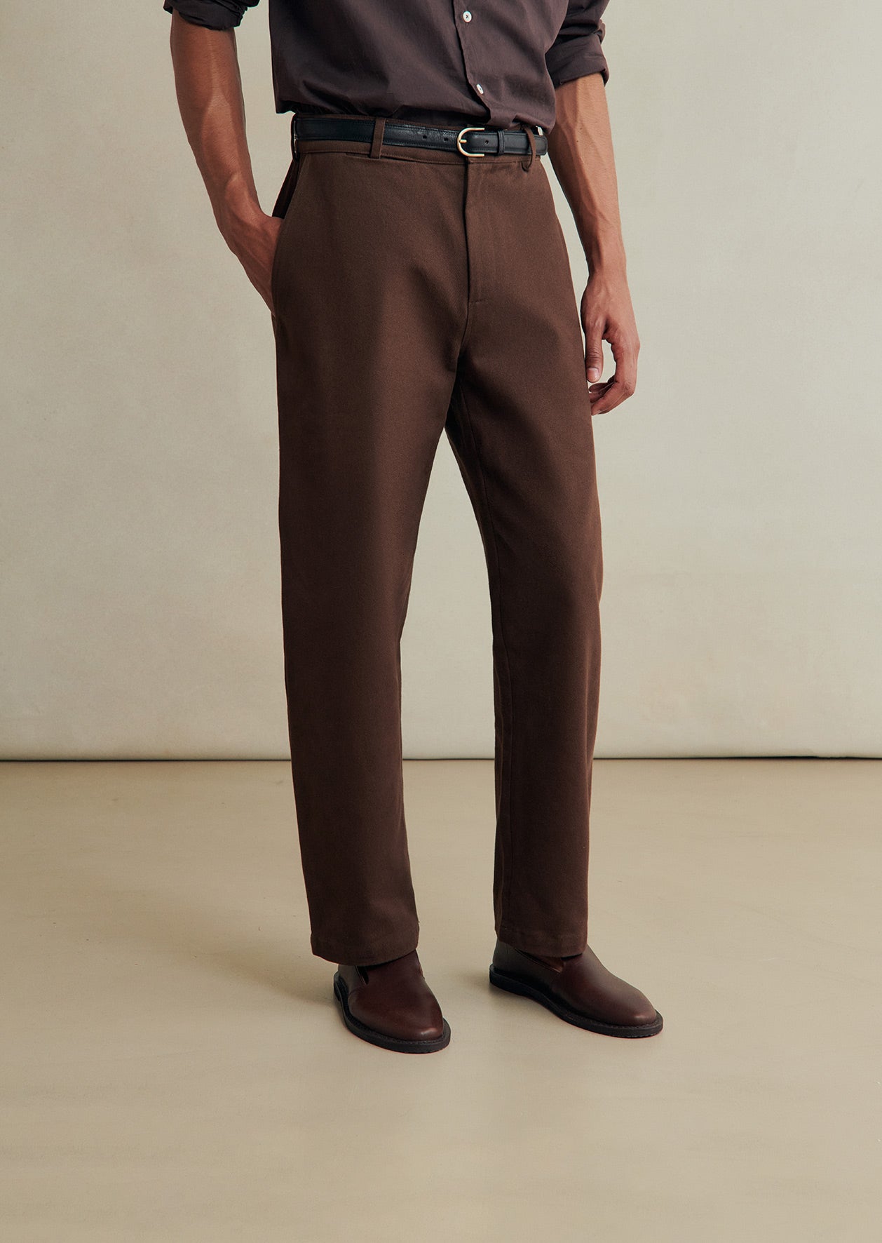 De Bonne Facture Heavy Cotton Drill Balloon Trousers / Bark Brown