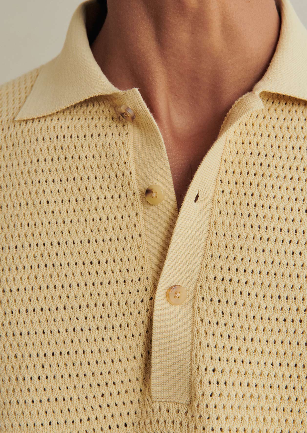 De Bonne Facture Honeycomb Knit Polo / Butter Yellow