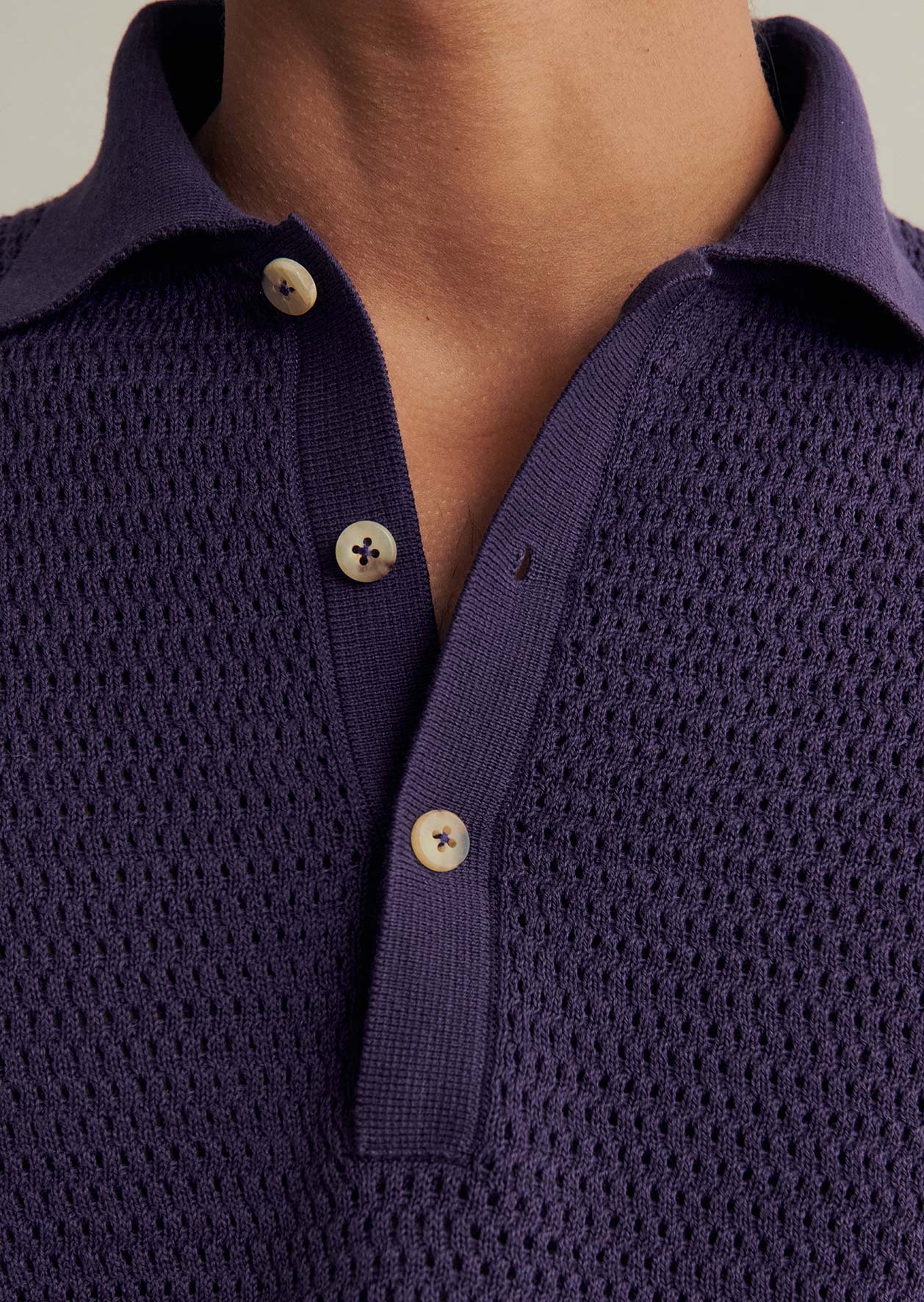 De Bonne Facture Honeycomb Knit Polo / Petunia Purple