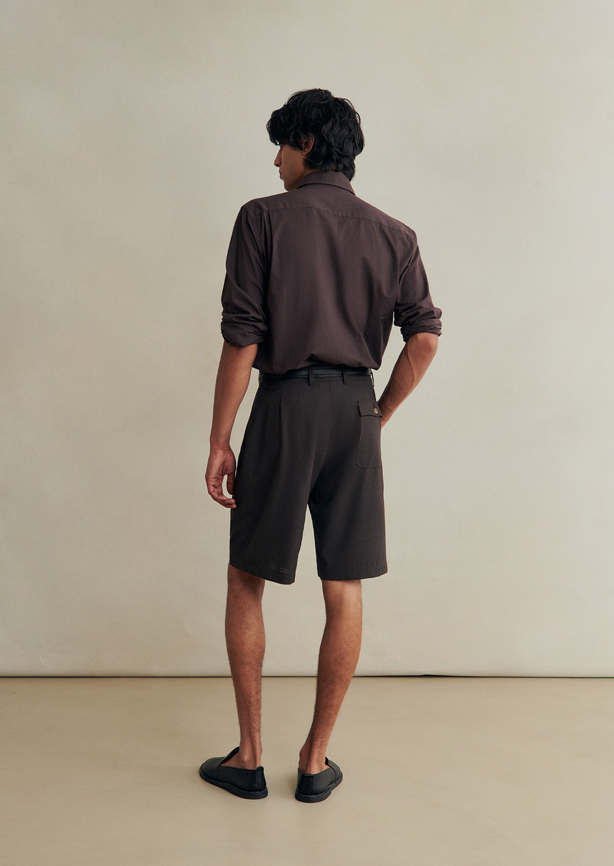 De Bonne Facture Naturalist Wool Shorts / Bark Brown