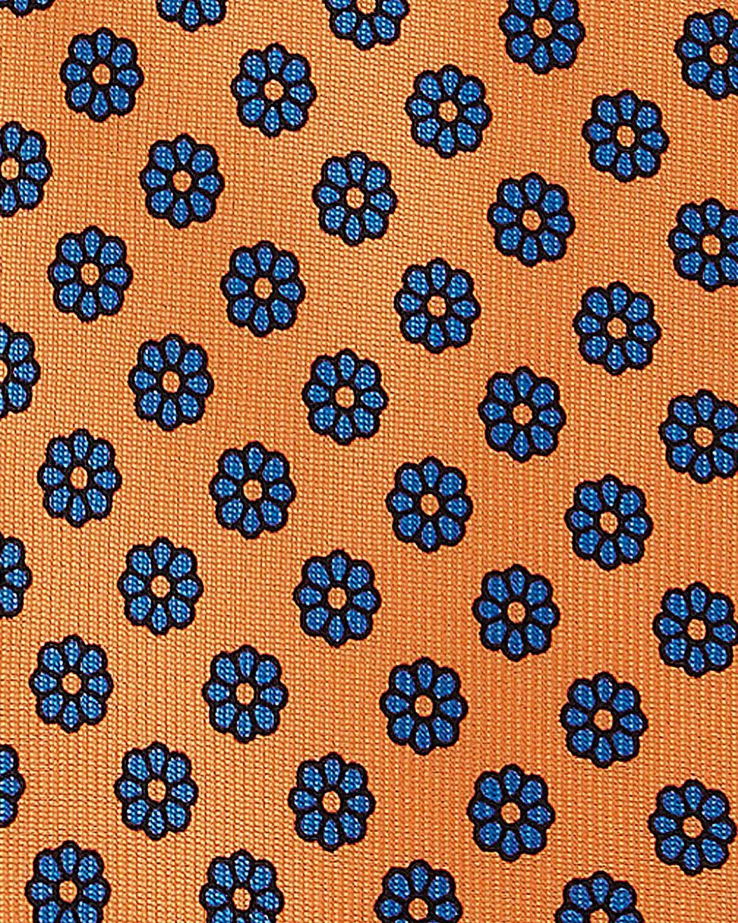 Viola Milano Floral Pattern Selftipped Silk Tie / Orange