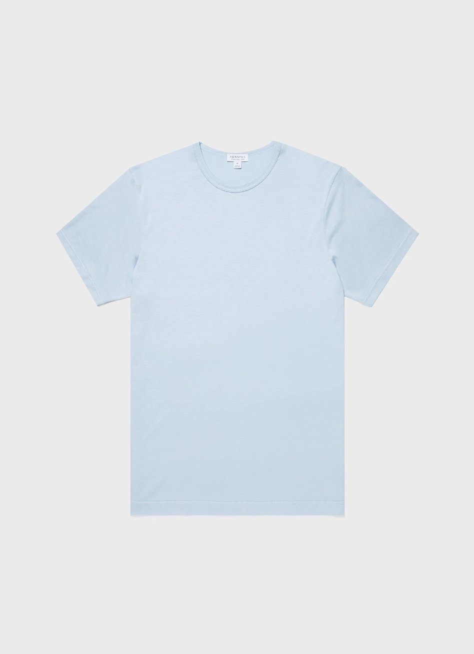 Sunspel Crew Neck T-Shirt / Blue Mist