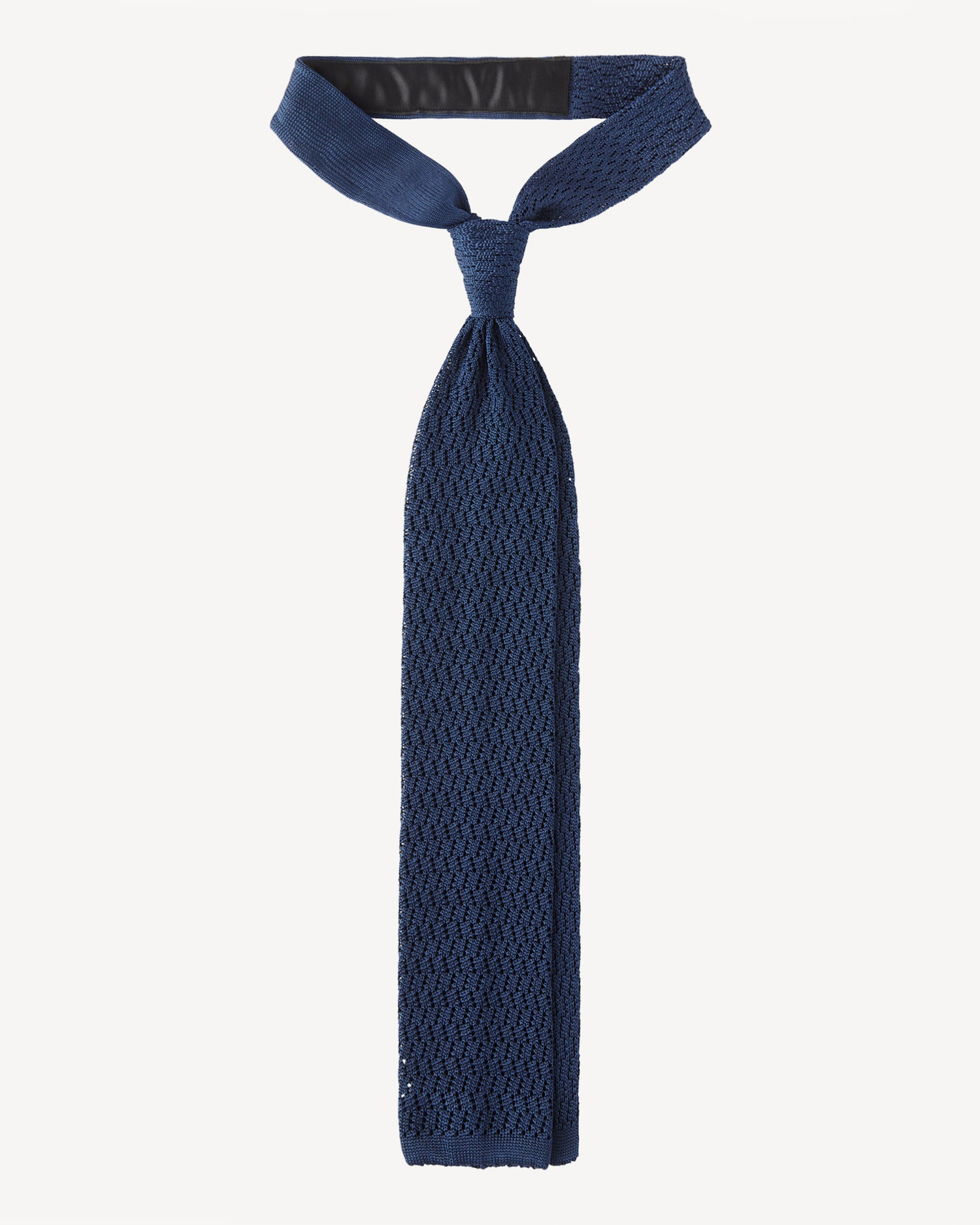 Viola Milano Knitted Zig Zag Pattern Silk Tie / Blue