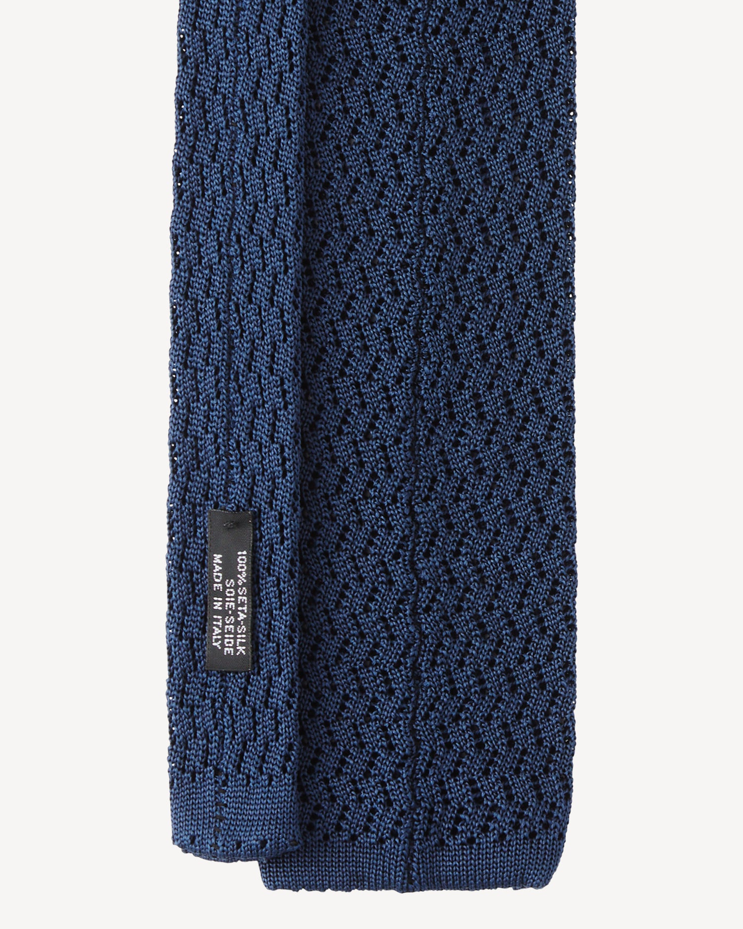 Viola Milano Knitted Zig Zag Pattern Silk Tie / Blue