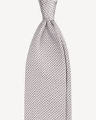 Viola Milano Micro Cross Woven Silk Jacquard Tie – Silver/White