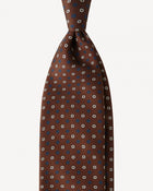 Viola Milano Mixed Floral 3-Fold Handprinted Selftipped Silk Tie / Brown