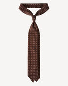 Viola Milano Mixed Floral 3-Fold Handprinted Selftipped Silk Tie / Brown