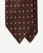 Viola Milano Mixed Floral 3-Fold Handprinted Selftipped Silk Tie / Brown