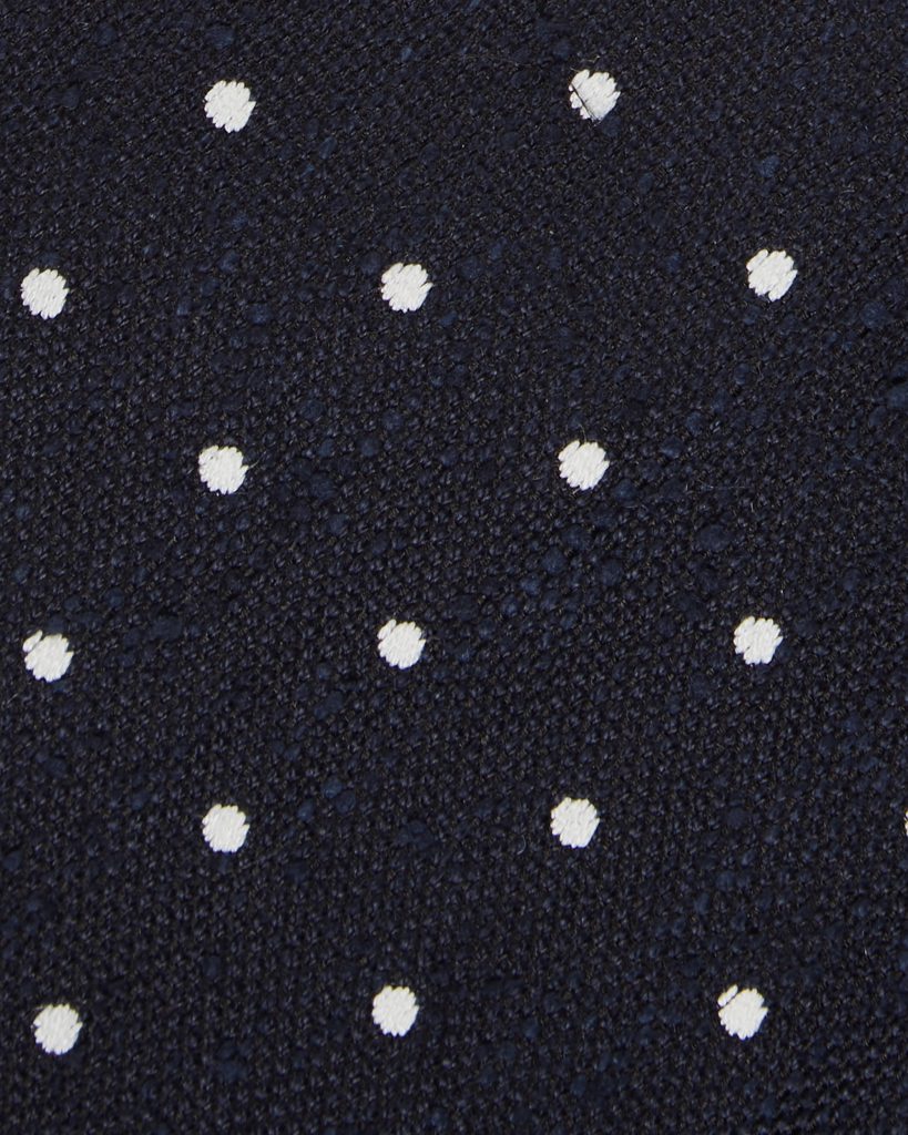 Viola Milano Polka Dot Handrolled Woven Shantung Tie / Navy & White