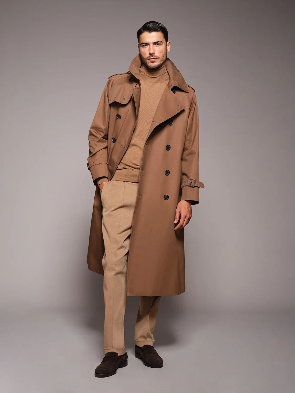 Caruso x Sanyocoat Double-Breasted Trench Coat / Beige