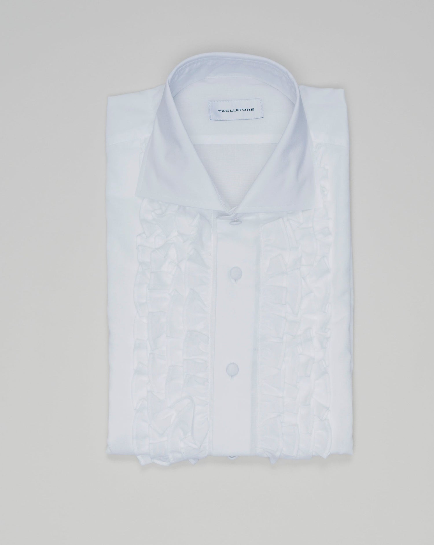 Composition: 100% Cotton. Modello: Chicago NS. Color: White / X1027. Tagliatore Ruffle Shirt / White