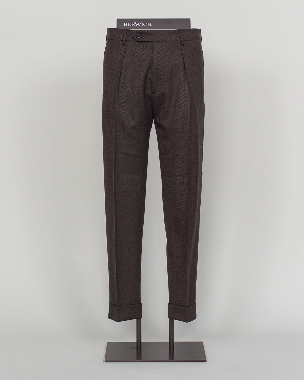 Berwich Chiaia Long Wool Covert Trousers / Brown