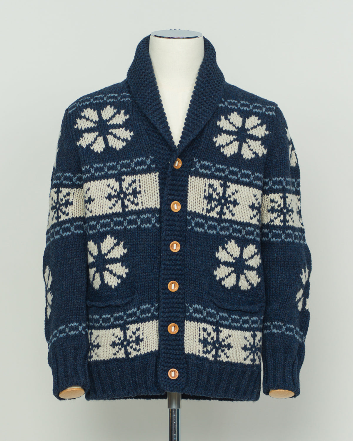 G.R.P. Firenze Casa Isaac Patterned Heavy Cardigan / Indigo Blue