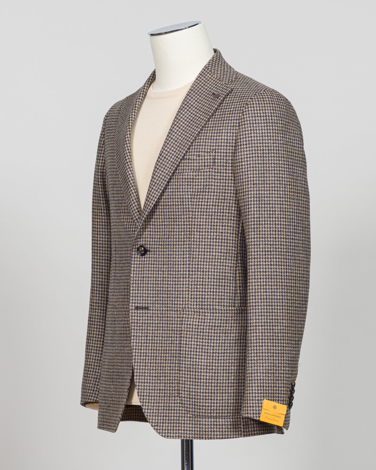 Tagliatore Houndstooth Jacket / Light Brown & Grey