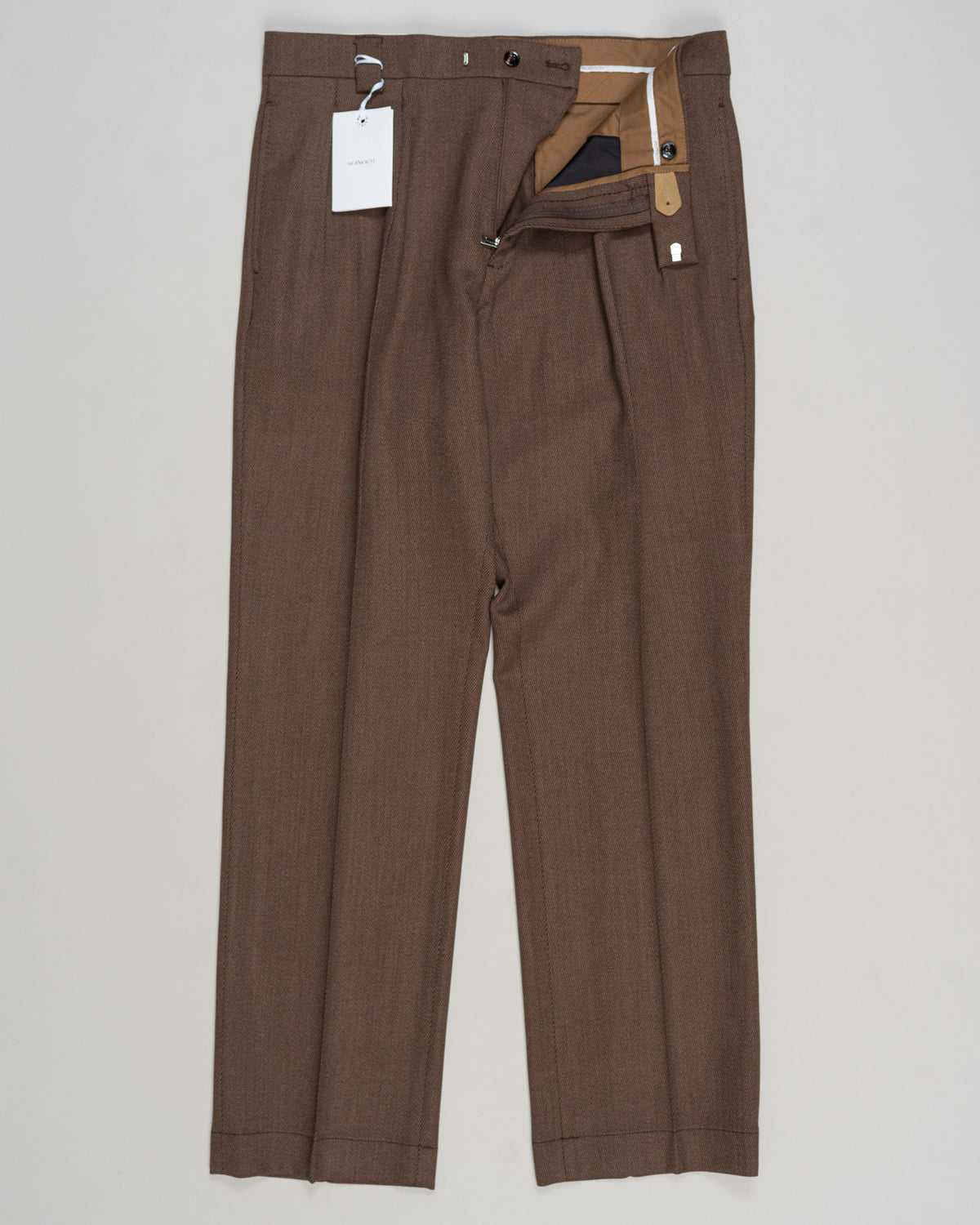 Berwich Pleated Wide Trousers / Light Brown