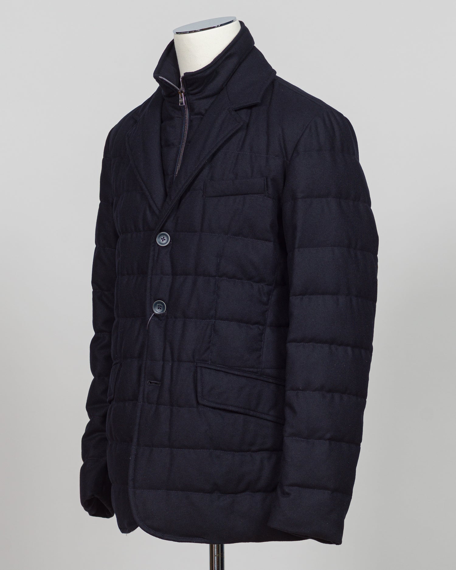 Herno Wool Blend Quilted Down Jacket / Navy