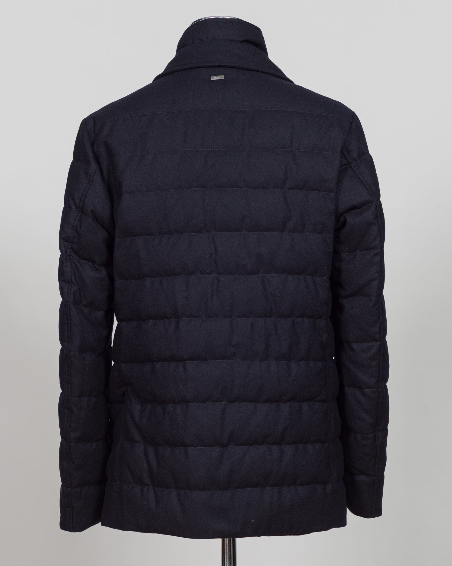 Herno Wool Blend Quilted Down Jacket / Navy