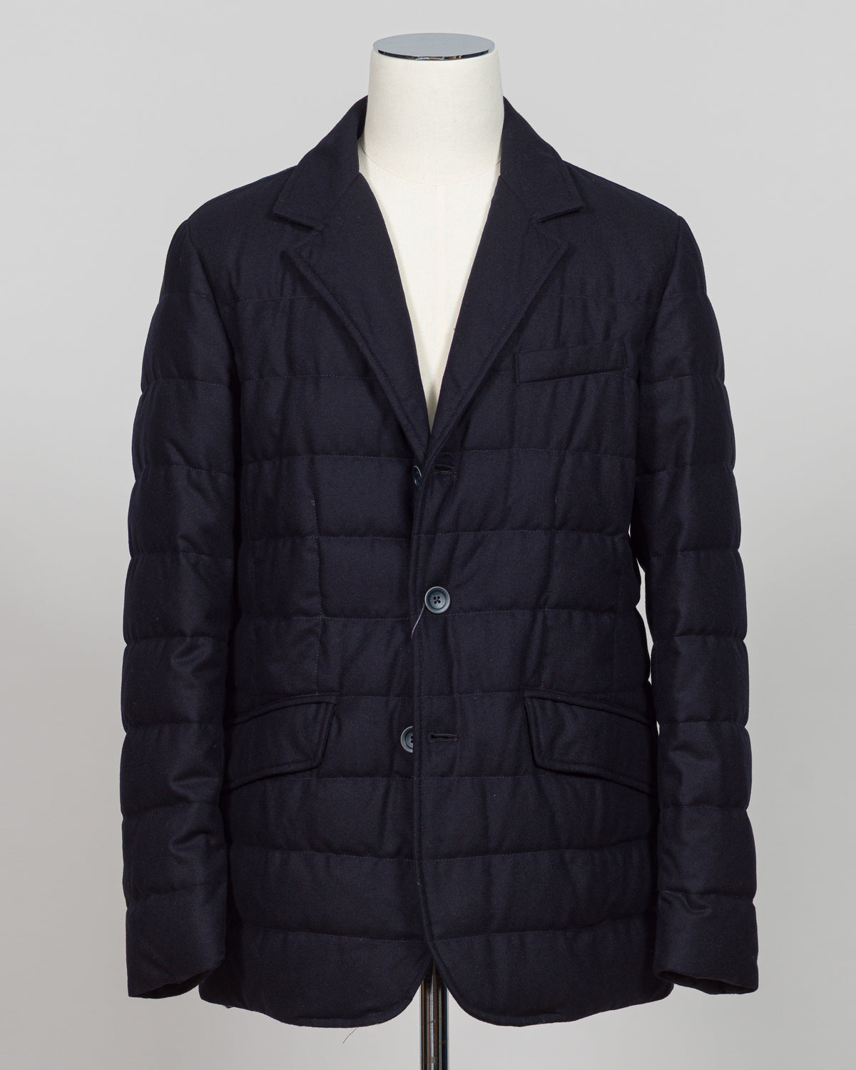 Herno Wool Blend Quilted Down Jacket / Navy