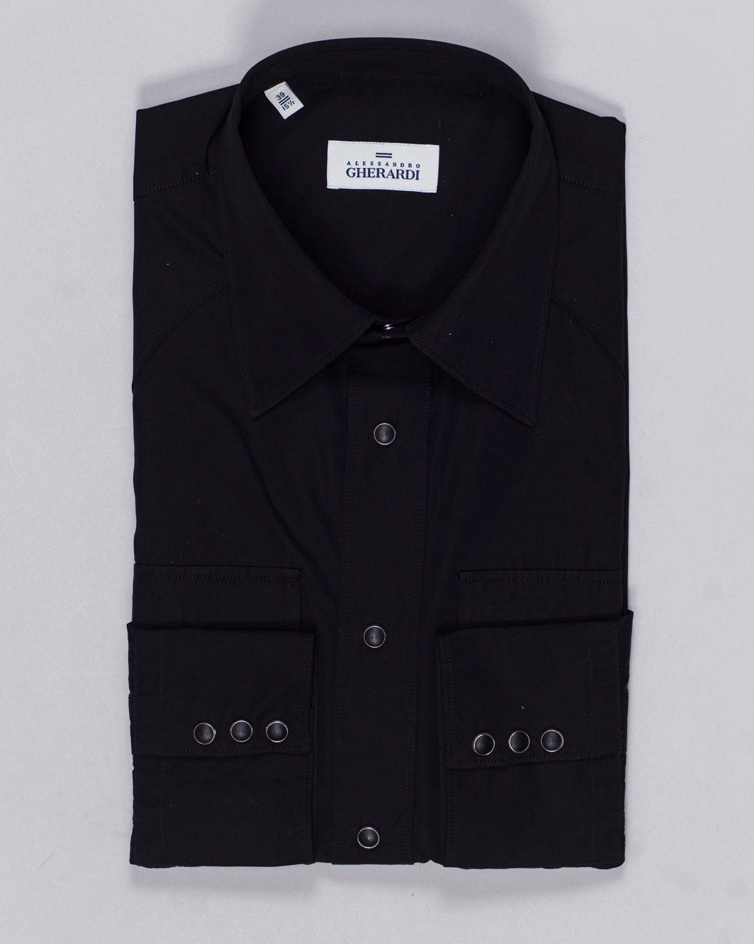 Composition: 100% Cotton
Snap buttons on front and cuffs
Article: 1029 599
Model: WEST
Color: Black
Made in Italy Alessandro Gherardi Cotton Western Shirt / Black