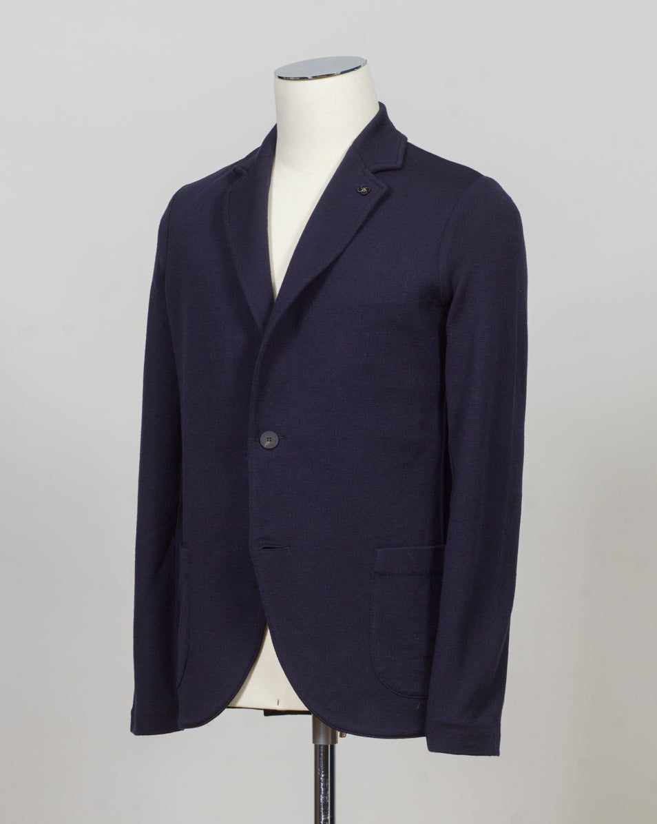 Composition: 100% Virgin Wool
Color: 598 / Navy
Article: 57156 / 14512
Model: Giacca M/L
Made in Italy Gran Sasso Knitted Wool Blazer / Navy