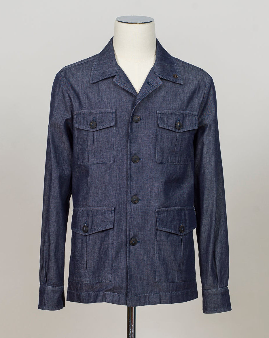 Model: 78110/56100
Material: 98 % Cotton 2% Polyester
Color: 598 Dark Denim Blue
Made in Italy Gran Sasso Denim Overshirt / Dark Blue
