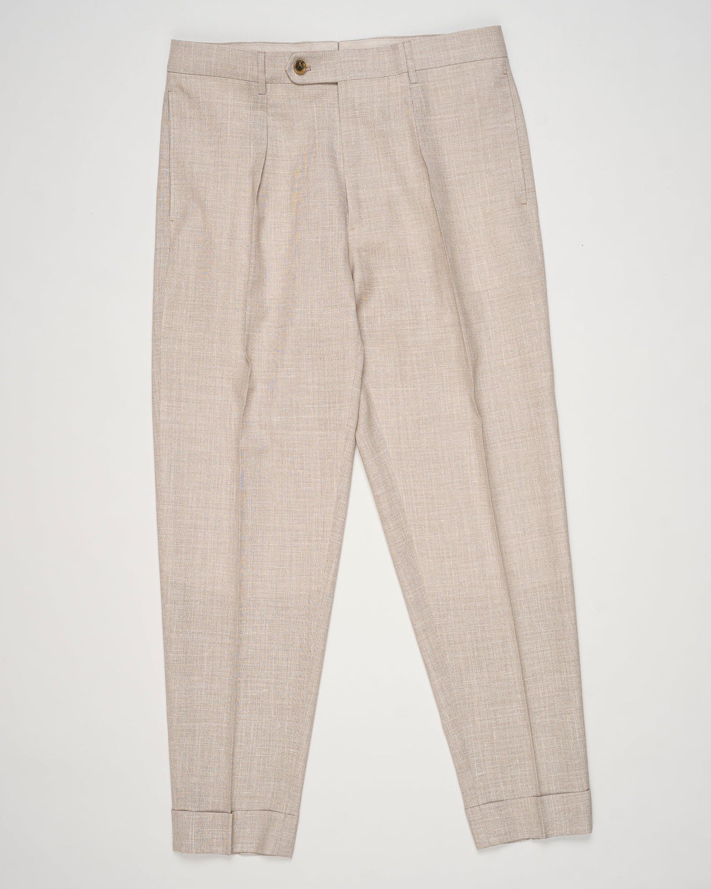 Fabric: Loro Piana Summertime: 71% Virgin wool natural stretch 15% Silk 14% Linen
Model: Chiaia Long
Article: PU19CHIAIALONGLP184U
Color: Beige
Made in Martina Franca, Puglia, Italy Berwich Chiaia Long Loro Piana Summertime Trousers / Beige